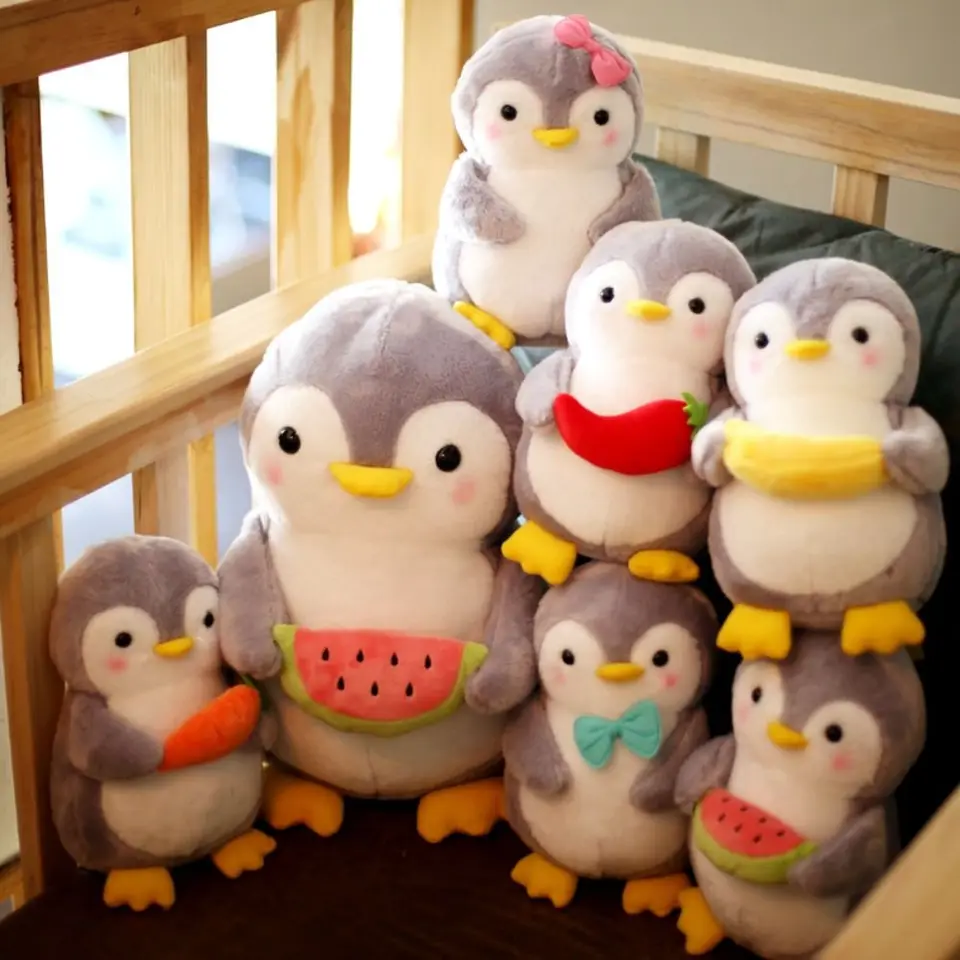 Držanie ovocia Penguin mäkký vankúš Zelenina plnená Penguin plyšová hračka Hrage Gable 25 cm Penguin plnené bábiky pre deti hračky