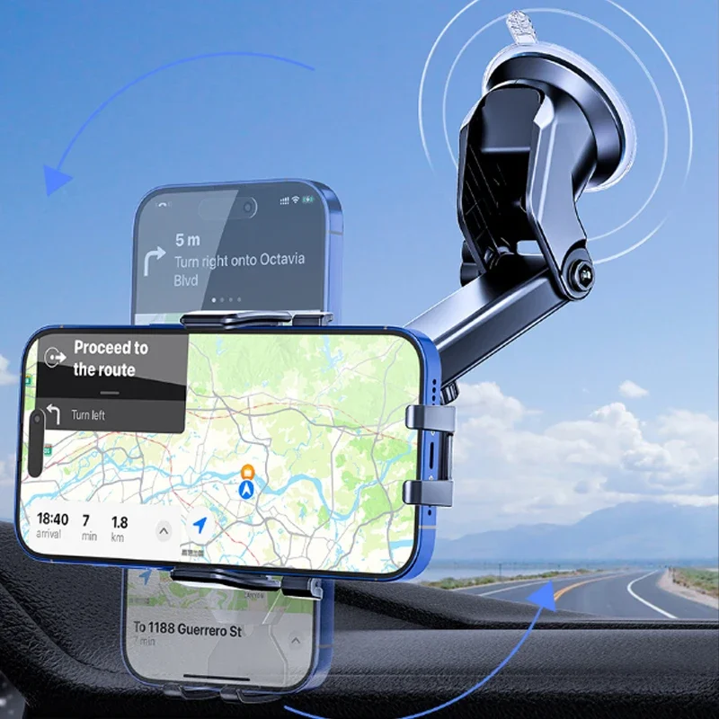 Držiak automobilov s otočným nastaviteľným nastaviteľným držiakom automatického prísavky, držiak na čelné sklo