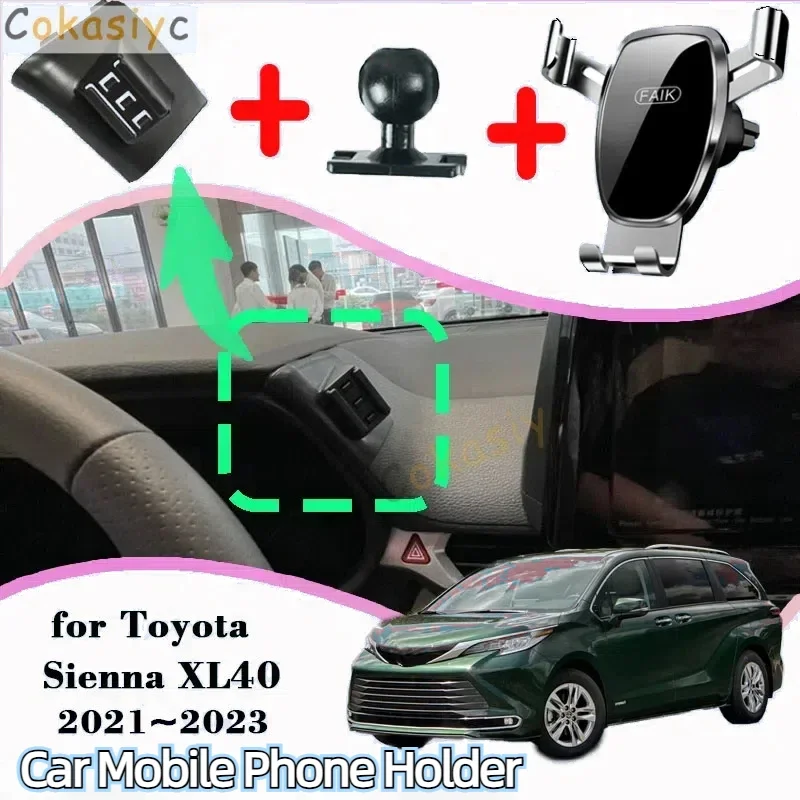 Držiak mobilného telefónu pre mobilný telefón pre Toyota Sienna XL40 LE XLE XSE 2021 ~ 2023 360