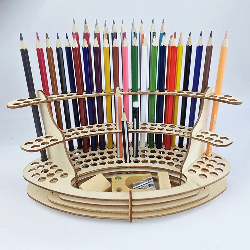 Držiak na držiak na farbenie Drsné drevené kefové držiak na kefku Organizátor Watercolor Brush Tray Rack pre ceruzky