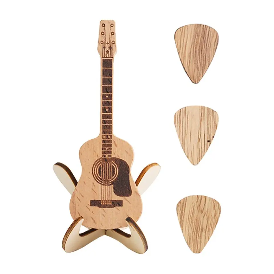 Držiak na gitaru Drsník Drevená akustická gitara Pick Box s hladkým okrajom prenosný úložný nádoba pre gitarové plectrum puzdro