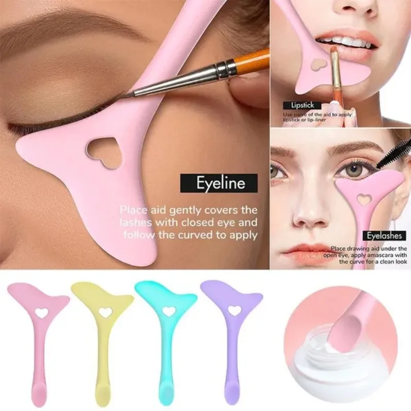 Držiak na make -up kefu Multifunkčný silikónový očný link Stencils Mascara kreslenie očných tieňov aplikátor