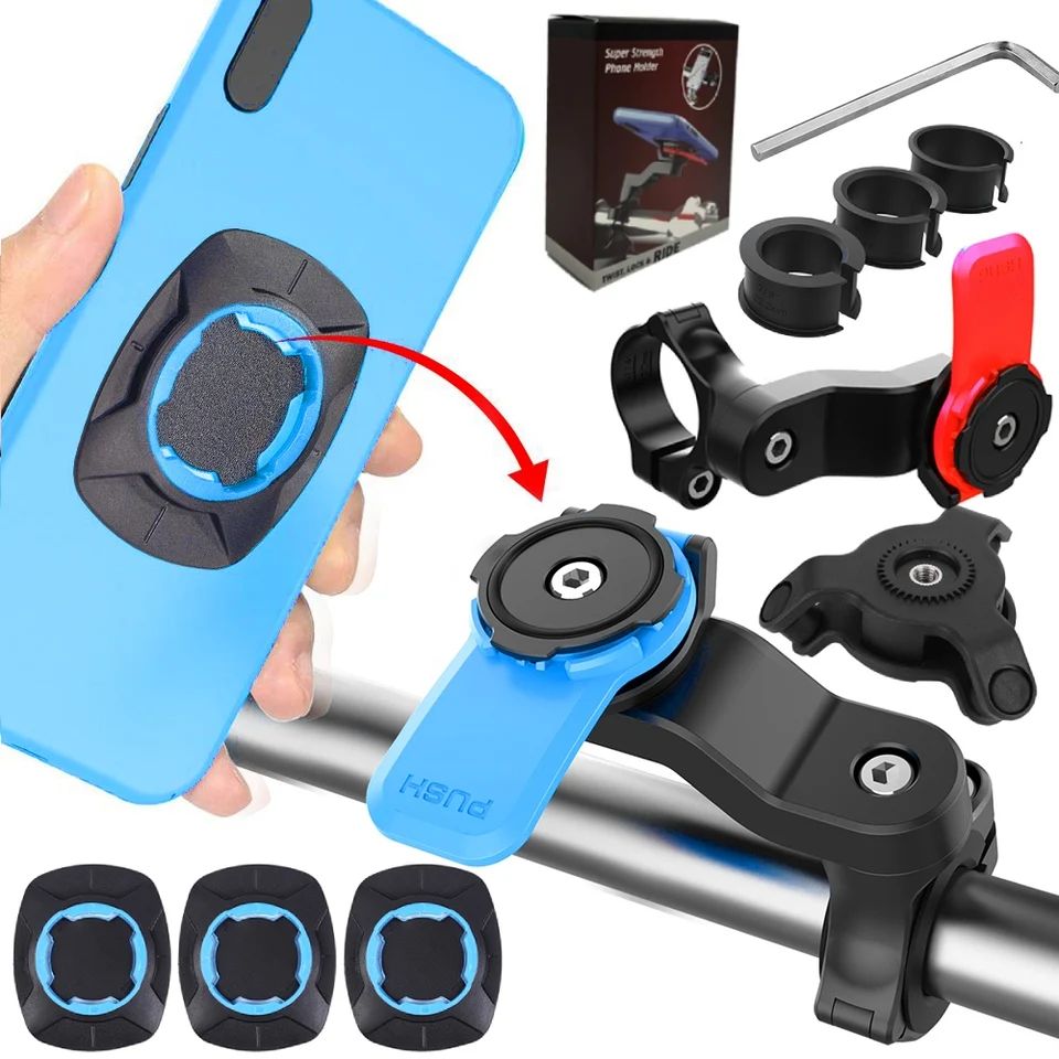 Držiak na motocykel Phone Držiteľ Quad Lock tlmič na tlmič telefón Vibrácie tlmič Self Lock Anti-Shache MTB Držiak na riadidlá