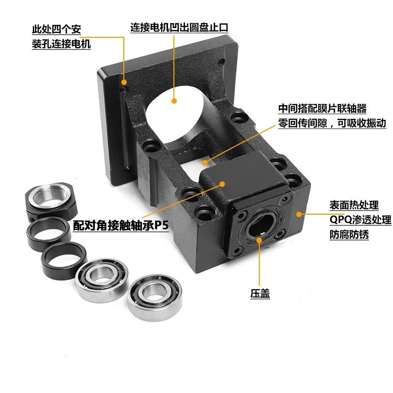 Držiak na sedenie motora pre nema23 NEMA24 NEMA32 Nema34 oceľový krokový motor Servo Motor a SFU1605/1610/1604 Ball Screw Bracke Bracke