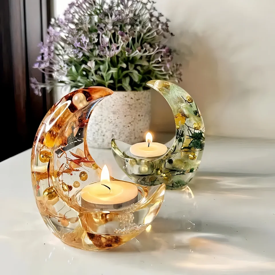 Držiak na sviečky s ramadánom, držiak na sviečky Crescent Small Sviečka Silikónová živici Casting Sviečka držiak Držiak DIY Crafts Domáce dekorácie