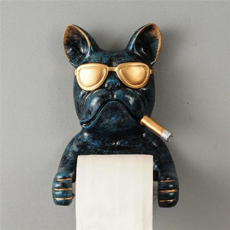 Držiak na toaletný papier buldog buldog živici zadarmo Punch Hand Tissue Box Domáci papierový uterák držiak navijak navijak