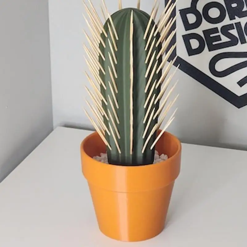 Držiak na špáradlo kaktus 3D tlačený kaktusový tvar špáradla s 117 kmami ľahký prístup k špáradle držiak kaktus domáci dekor