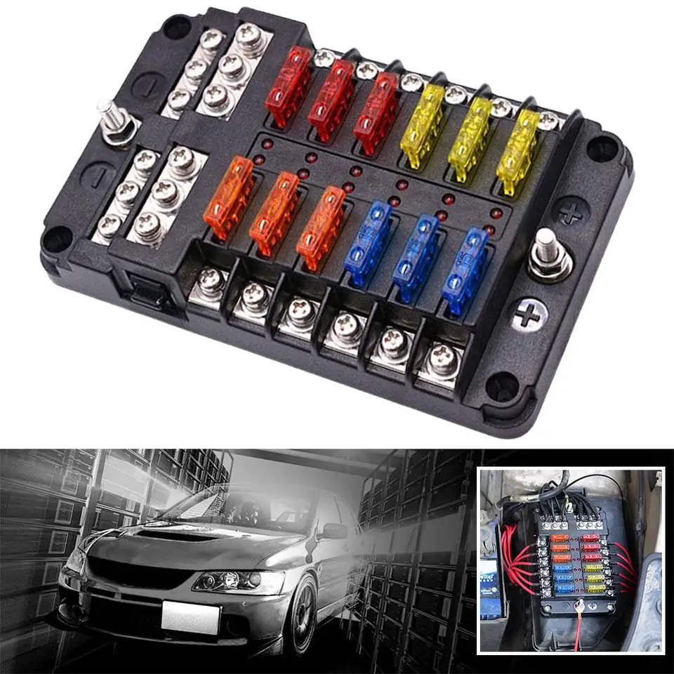 Držiak poistky pre poistku automobilu so 6 spôsobmi 12 spôsobov, ako je blok blokovania 36V Distribučný distribučný panel 12V LED Power W5R1