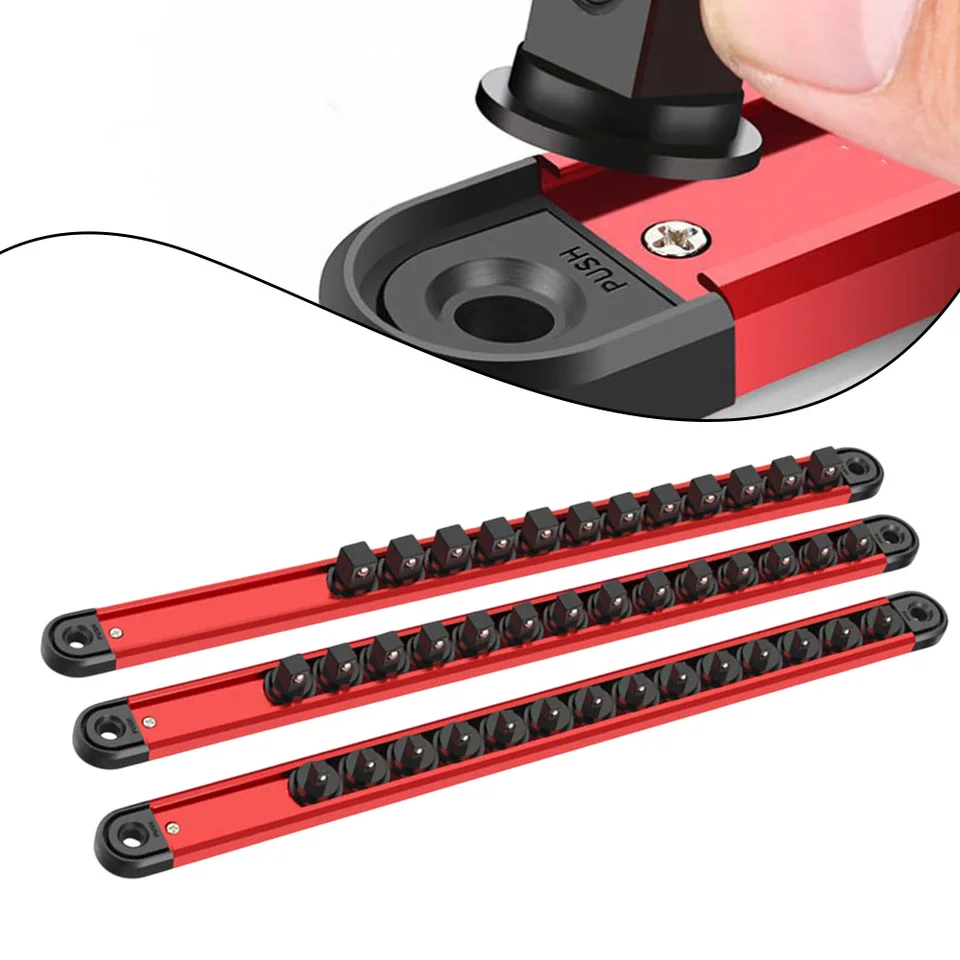 Držiak soketu 1pc 1/4 3/8 1/2inch Socket Clip Rail Držiteľ 360 ° otočná magnetická zásuvka