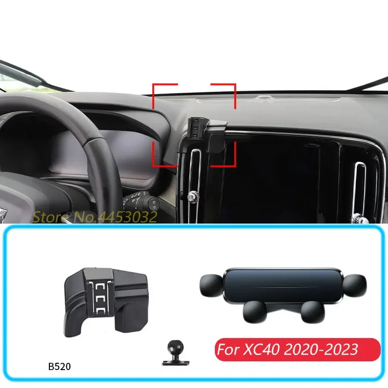 Držiak telefónu a základňa pre Volvo XC40 2020-2023 Gravitačný stojan podpora podpora horizontálne GPS mobilné držiaky príslušenstvo