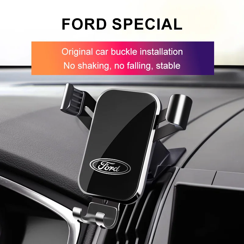 Držiak telefónu automobilu pre Ford F150 KUGA Escape Edge Mustang Explorer Interiérové ​​doplnky Špeciálna hliníková zliatina Buckle