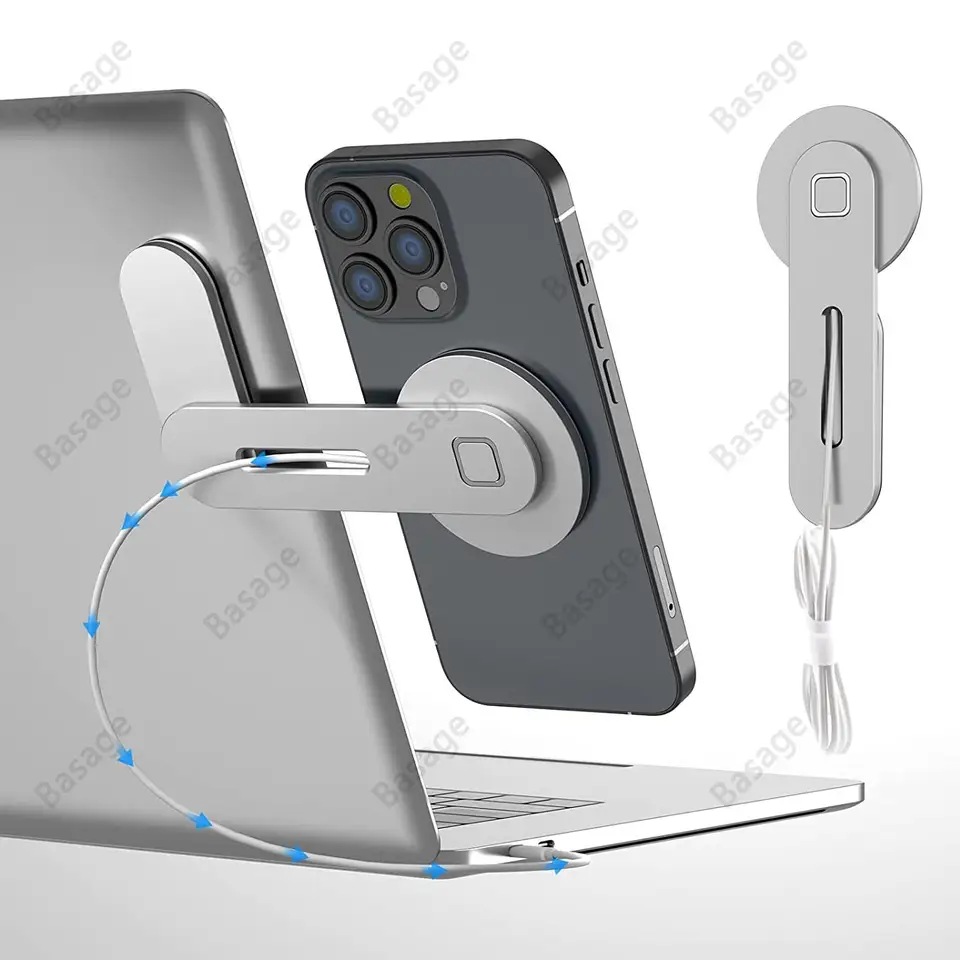 Držiak telefónu prenosného počítača, 15 W rýchla bezdrôtová nabíjačka notebooku, montáž na notebook, ktorý je kompatibilný pre iPhone12/13/11, držiak magnetického telefónu