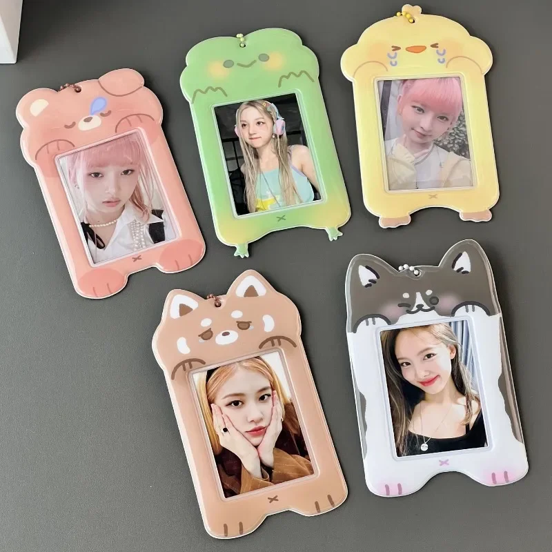 Držiteľ fotokardov Keychains Anime zvieratá Cat Puppy Bear Ruckves KPOP Binder Instax Mini Photo album Fotografie