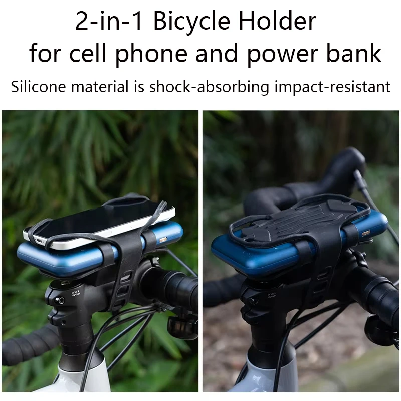 Držiteľ mobilných telefónov na bicykli a Power Bank 2 v 1 držiak silikónového telefónu Rýchle demontáž pre príslušenstvo pre bicykle MTB