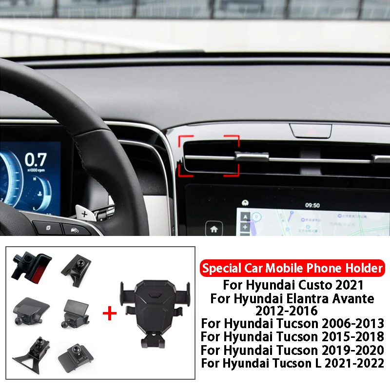 Držiteľ mobilných telefónov pre spoločnosť Hyundai Custo Elantra Avante Tucson L 2006-2022 Príslušenstvo automobilu Air Ventlet Outlet Stand GPS GPS