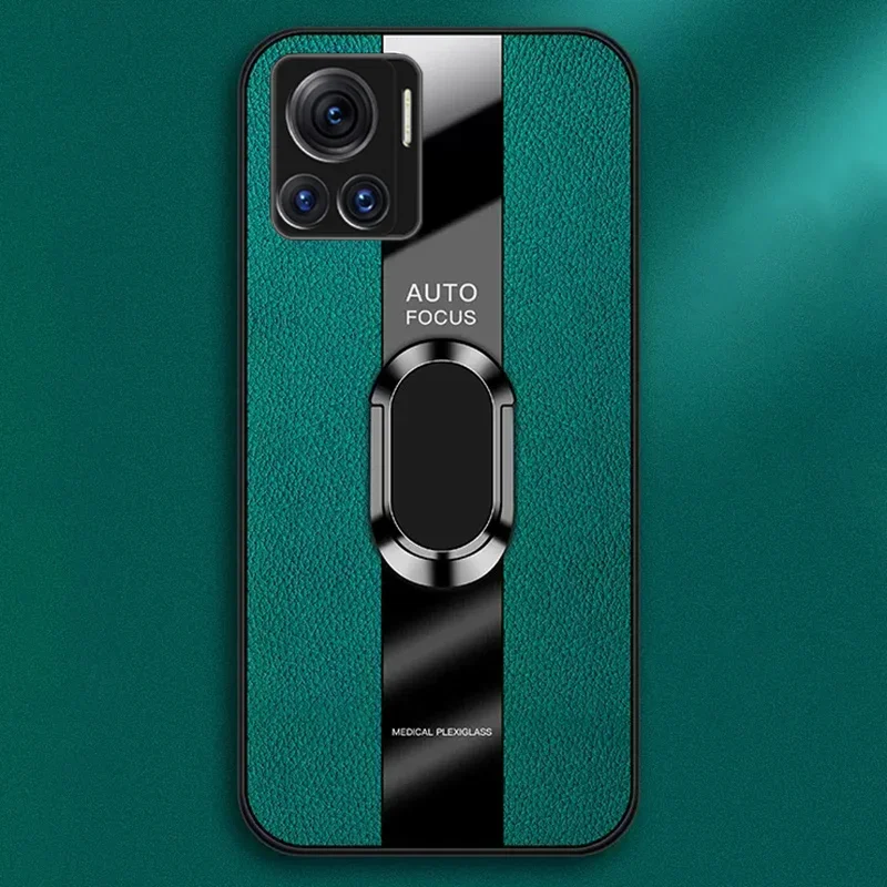 Držiteľ prsteňa PU kožené puzdro pre Motorola Moto S30 X30 Pro Edge 30 Fusion 30 Ultra 5G Zadný kryt Luxusný puzdro na silikón TPU