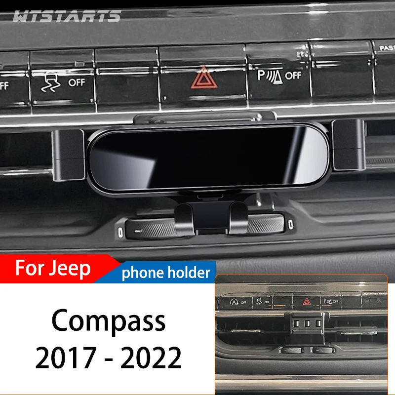 Držiteľ telefónu automobilov pre Jeep Compass 2017-2022 GPS Special Gravity Navigation Mobile Držiak Rotujúca držiak na držiaky