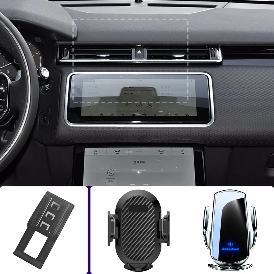 Držiteľ telefónu automobilov pre Land Rover Range Rover Velar 2017 2018-2024 Mobilný telefón držiaky automobilu bezdrôtové nabíjanie Špeciálna pevná základňa