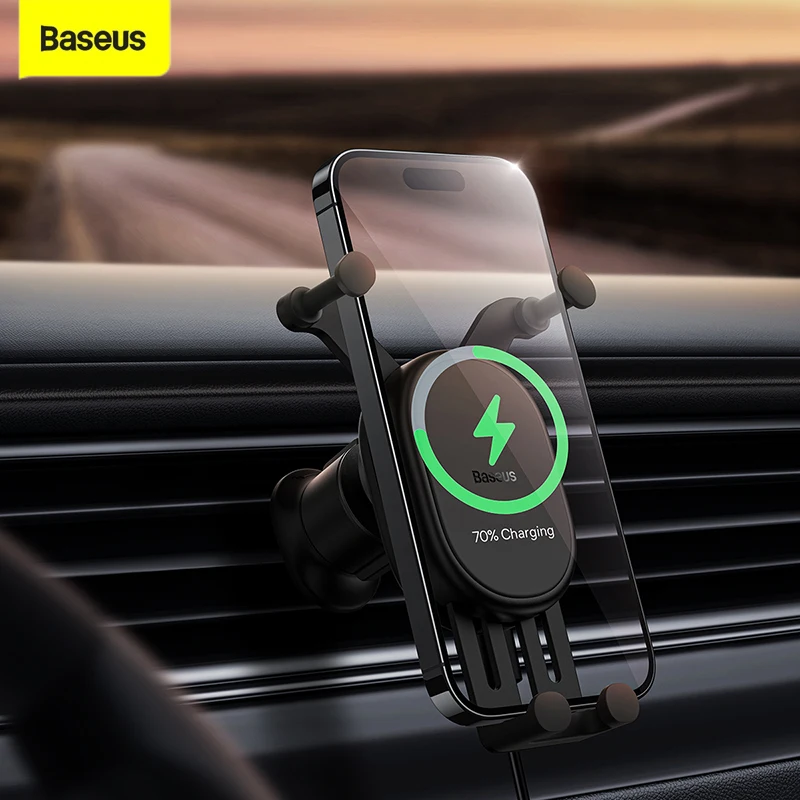 Držiteľ telefónu Baseus CAR Držiteľ 15W QI Wireless nabíjačka pre iPhone 11 12 13 14 Pro Mini Samsung S21 Držiak telefónu Phone Telefón nabíjačku