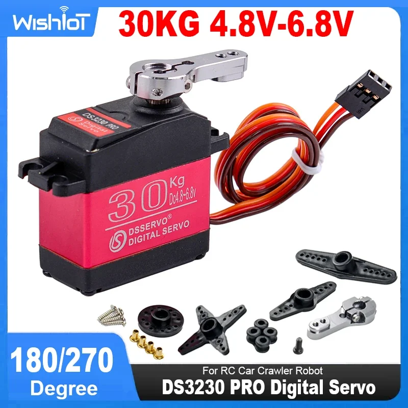 DS3230 Pro Digital Servo Motor 30 kg 6V Veľký krútiaci moment 180/270 stupňa vodotesný IP66 s 25T servo ramenom pre RC Crawler Crawler Robot