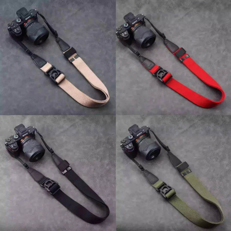 DSLR Digital Universal Camera Camera Prck Remienok Remienok Proti-sklip nastaviteľný bavlnený kožený remienok Fit for SLR fotoaparáty remienok