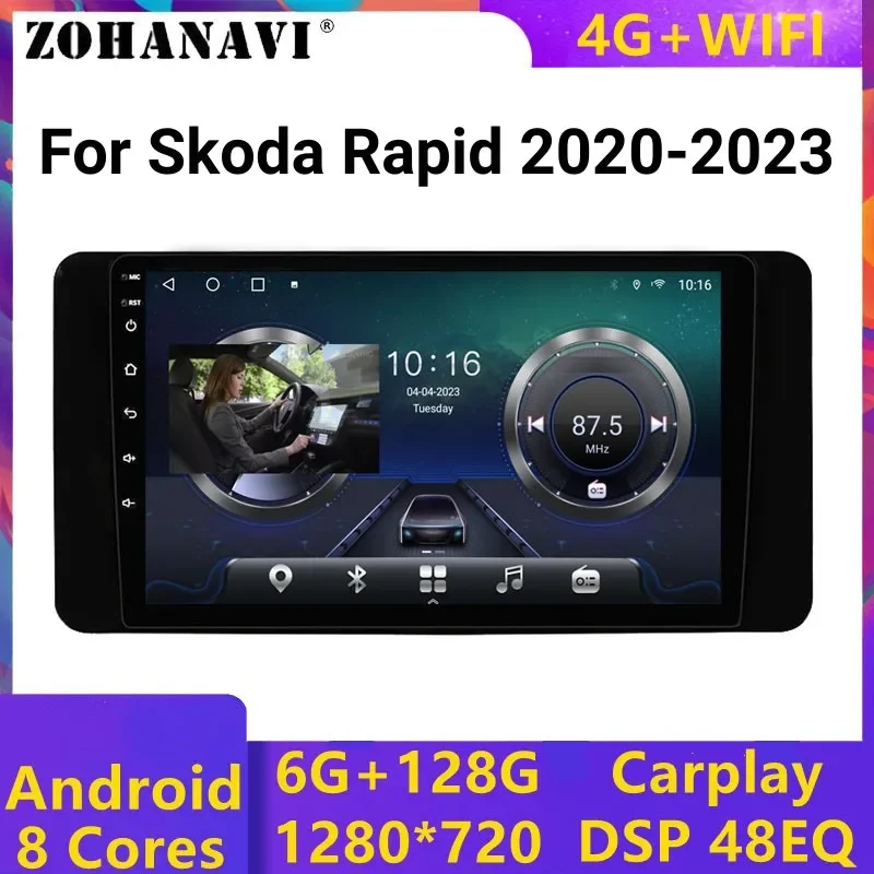 DSP Android Navigation Autoradio CarPlay pre SkoDa Rapid 2020 2021 2022 Automobilie Audio Stereo Video Multimedia Player 2 DIN GPS