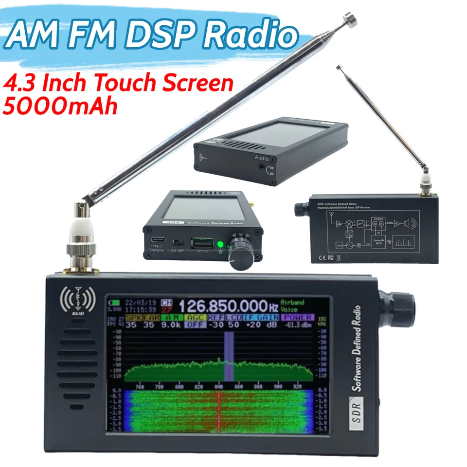 DSP SDR Radio Radio Prijímač Short Wave Am FM DSP Radio 4,3 palca dotykovej obrazovky Stereo MP3 Player s konektorom pre slúchadlá pre vonkajšie