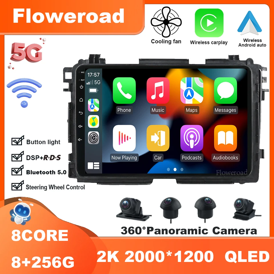 DSP Wireless CarPlay Auto Android13 pre Honda HR-V HRV XRV Vezel 2013-2019 Automobilie Radio Multimedi Video Player navigačné stereo