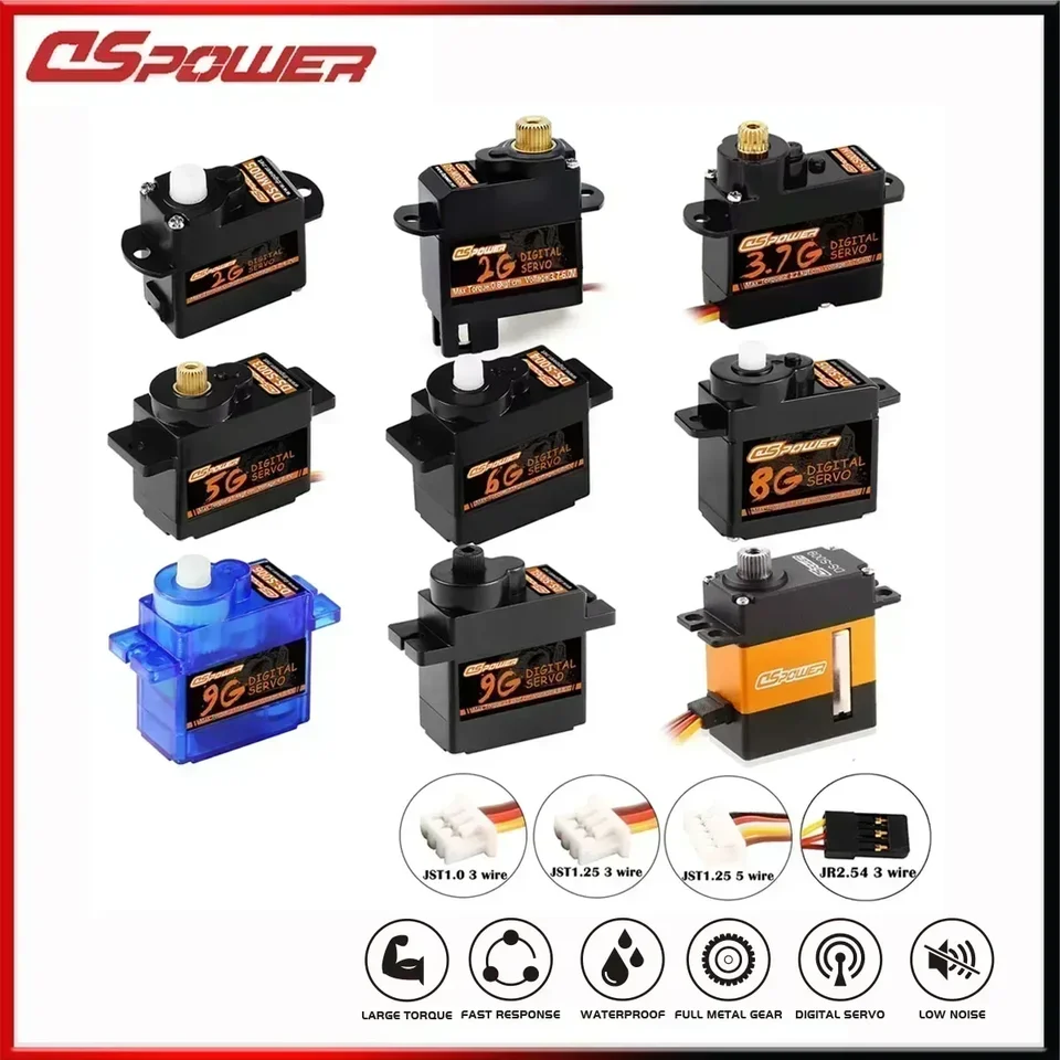 DSPOWER 2G 3,7G 4,3G 5G 6G 8G 9G Micro Digital Servo JR/JST Plug Mini Servos Motor pre RC CAR s pevným krídla