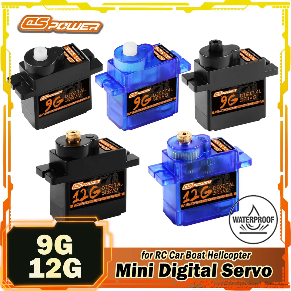 DSPOWER 9G 12G Mini Digital Servo Motor 4,8-6V pre RC CAR 450 HELICOPER SCX24 WLTOYS K969 MICRO Q Airplane FPV FPV Boat Robot Part