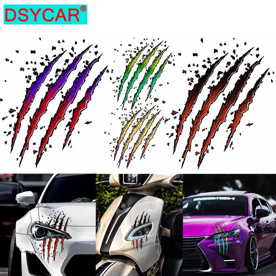 Dsycar 1ks nálepky na autá Reflexné monštrum pazúry Scratch značky nálepky Svietiteľ
