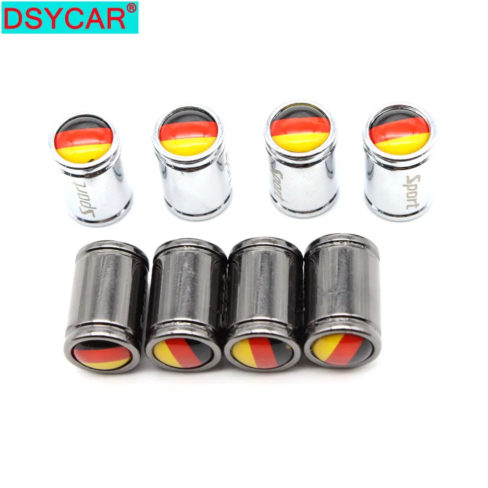Dsycar 4 ks/set Copper Chrome Pneumatika ventilovej čiapky pneumatiky Kolový kmeňový vzduchový ventilový ventil pre automatické autá