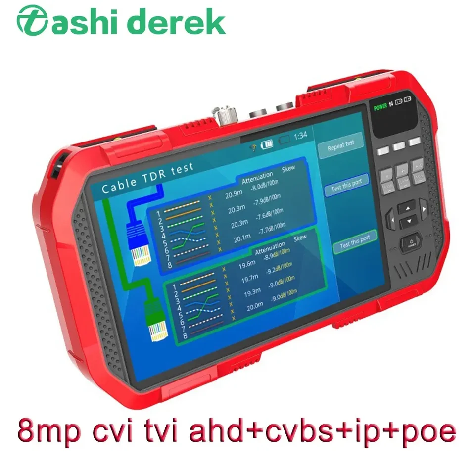 DT-A86 CCTV tester analógový testovací test podpora 8MP TVI CVI AHD IP CCTV Monitor testera fotoaparátu so 7 '' obrazovkou Dve batérie napájané batériou