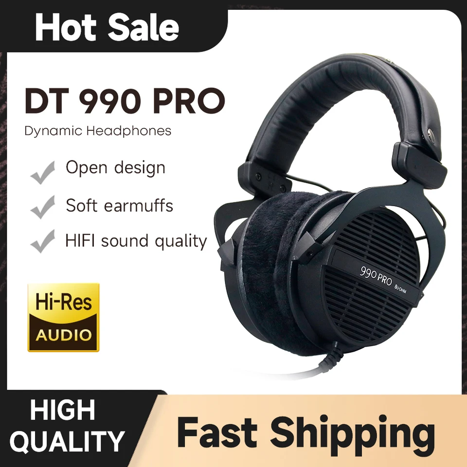 DT990 Pro 250 Ohmic Studio Monitor slúchadlá - Otvorená stereo konštrukcia, čierna