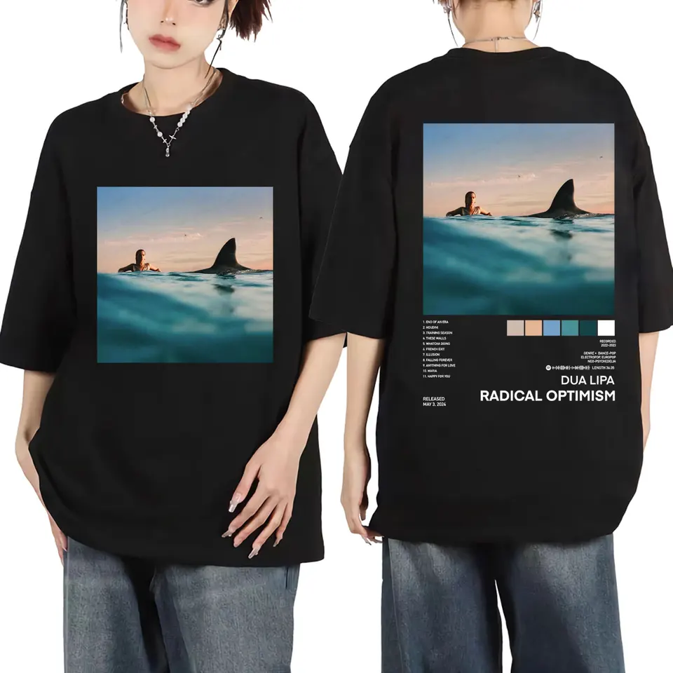 Dua Lipa Radical Optimizmus Album Grafické tričká Pánske dámske dámske módne tričko 100% bavlnené tričká s krátkym rukávom