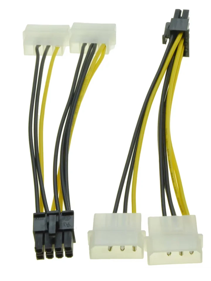 Dual 4 -Pin Molex IDE až 8pin PCIe napájací kábel pre PCIe Video Graphics Card Card Computer Puzdro