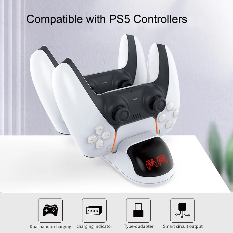 Dual Fast Charger Station pre ovládače PS5 Controller Gamepads Nabíjanie Cradle Dock s indikátorom LED pre PlayStation 5 Game Accesories