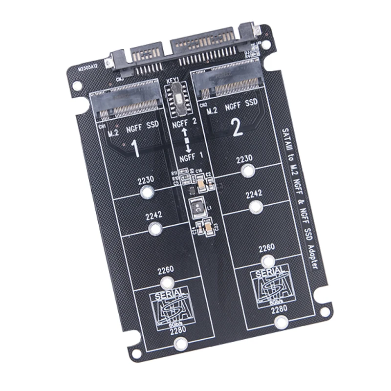 Dual NGFF na adaptér SATA 2 Port M.2 SATA SSD B Kľúč k prevodu stúpača 6 GBPS pre konvertor Riser pre 2230 2242 2260 2280 M2 SSD pre PC