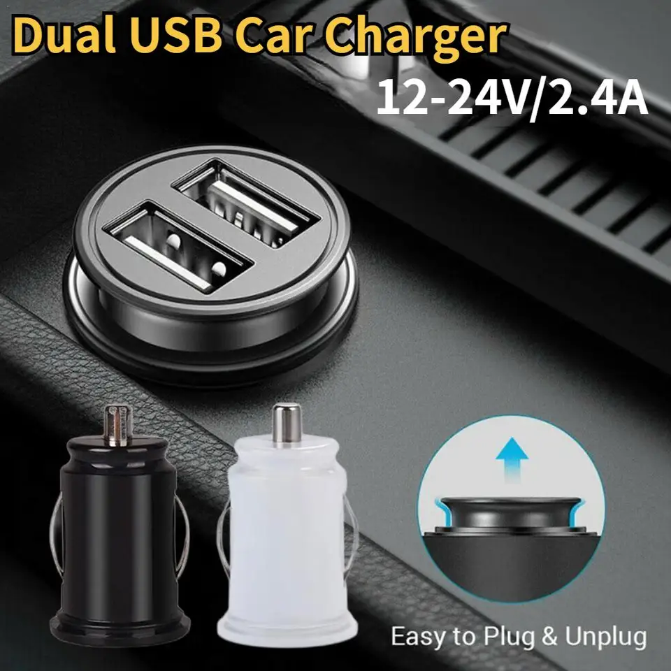 Dual USB Car Charger 12-24v/2.4a Cigaret Univerger Power Adapter Power Banks 2-Dierové rozhranie USB 3.1A Prispôsobenie mobilného telefónu Prispôsobenie