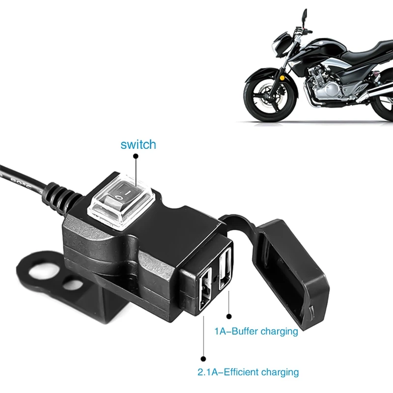 Dual USB port 12V Nepremokavý motorový motocykel nabíjačka na riadidlá 5V 1A/2.1A Adaptér napájací zásuvka pre mobil na telefón
