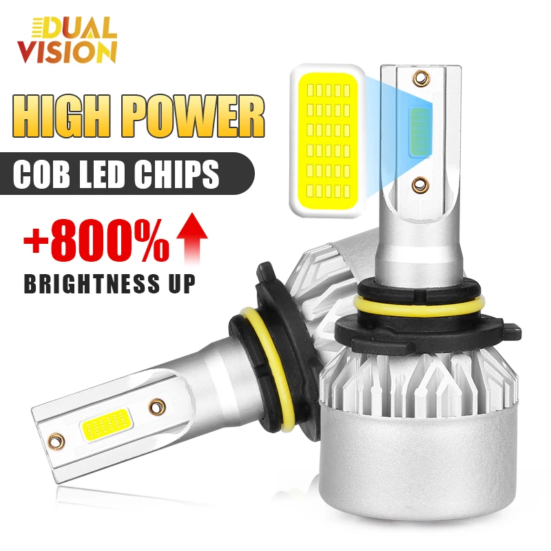DualVision 1ks auta Svetlá s vysokou energiou LED H1 9006 HB4 H8 H9 H11 H4 H4 Žiarovky Automatické hmlové lampa 12V Super svetlé