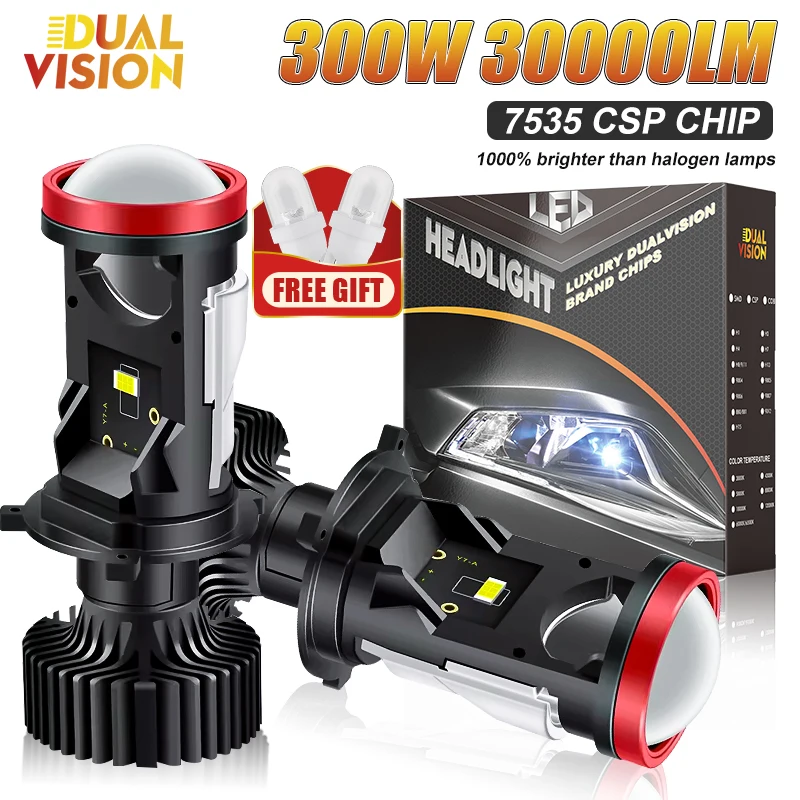 DualVision 30000LM H7 H11 LHD/RHD LED svetlomet Mini šošovky projektor 9005/9006 Automatický nízky lúč Canbus Žiarovka pre auto/motor 12 V 300W