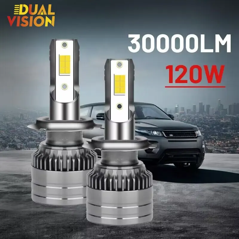 DualVision H7 LED svetlomet 30000LM 120W H4 H8 H9 H11 H1 H1 Turbo Lamps Canbus HB3 HB4 9005 9006 Motocykel automatického hmly