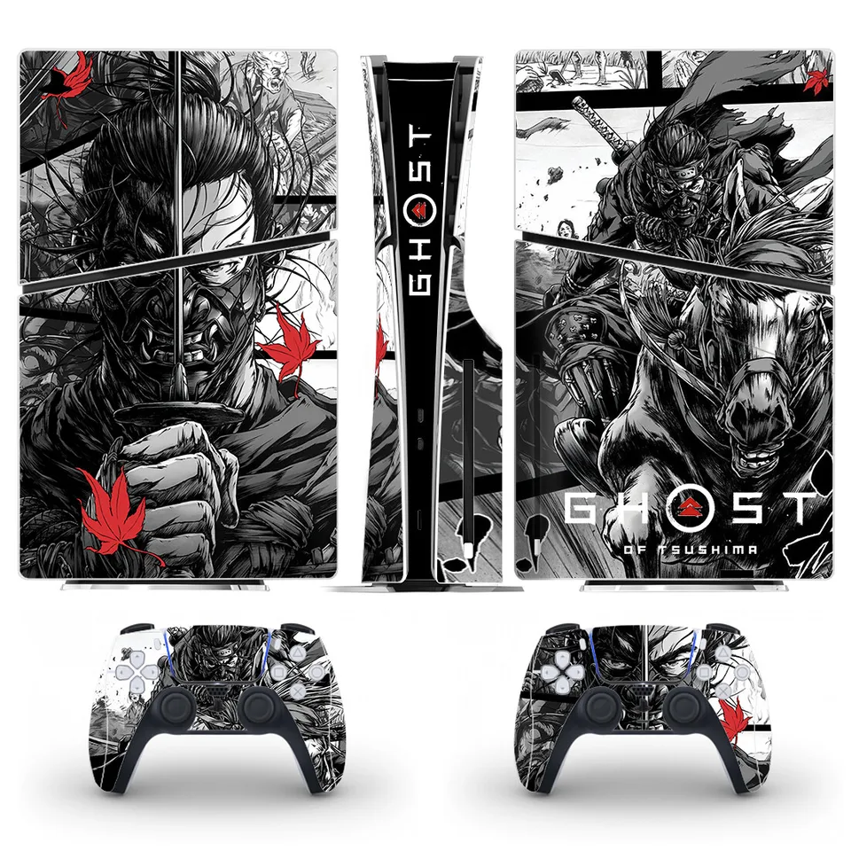 Duch Tsushima PS5 Slim Disc Skin Sticker Ochranca nálepka pre ovládač konzoly PS5 Slim Disk Stucker Vinyl