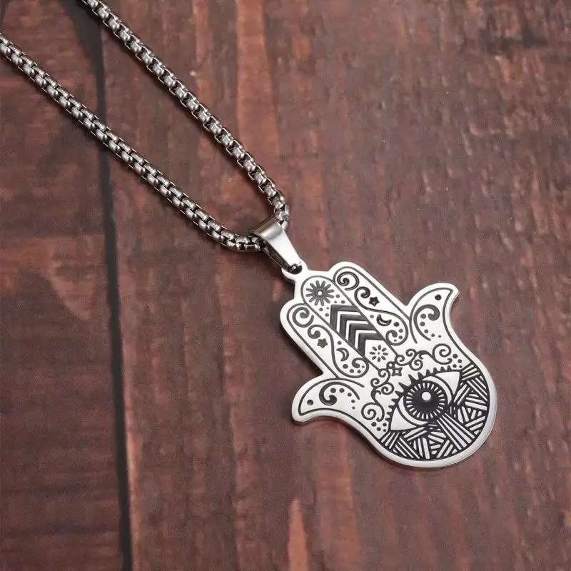 Duchovná fatima ruka Hamsa prívesok Zlo Evil Eye Vintage šperky Men žien Amulet náhrdelník