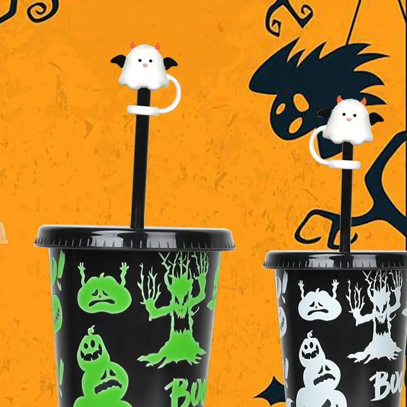Duchové slamené veko silikónový halloween prenosné slamené veko roztomilé viečka odolné voči prachom Izolačný pohár