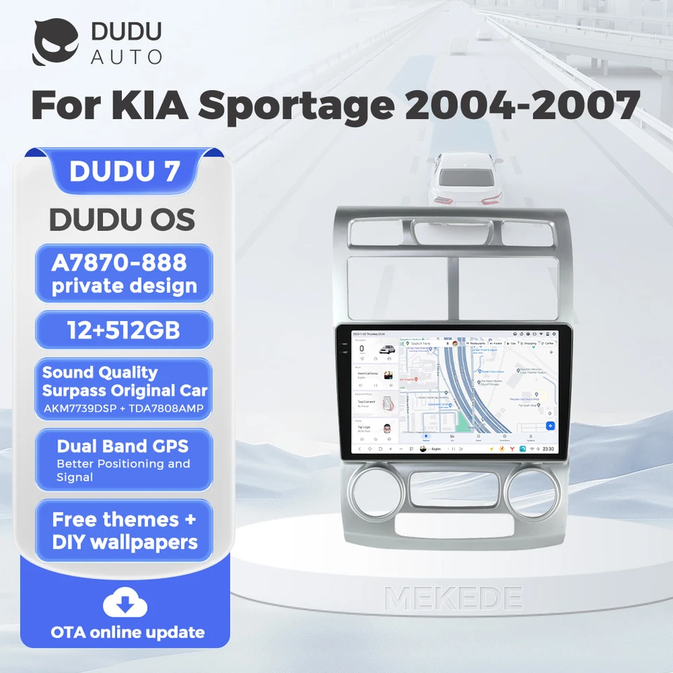 Duduauto Android 13 Car Radio pre KLA Sportage 2004-2007 Dual Band GPS Multimedia Video Player WiFi Stereo Wireless Carplay Auto