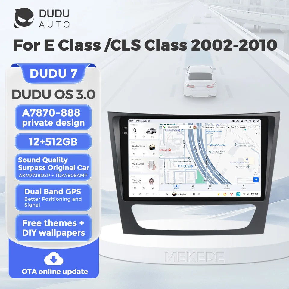 Duduauto Dudu7 drôty CarPlay Car Radio pre Mercedes Benz E-Class W211 E200 E220 E300 E350 E240 CLS 2002-2010 Video prehrávač DSP