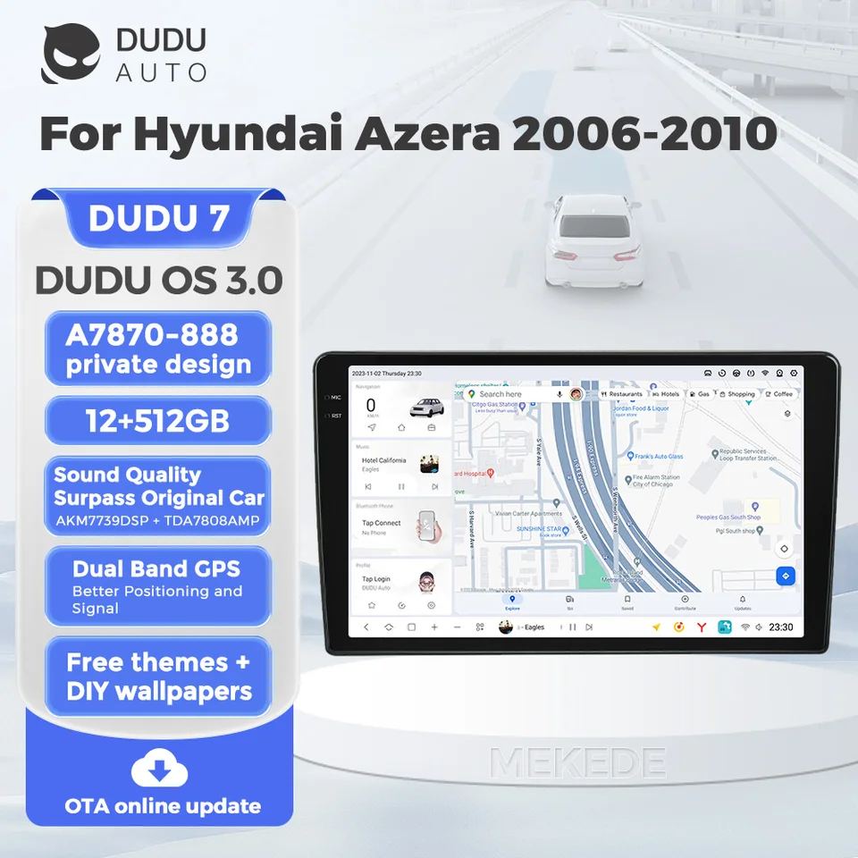 Duduauto YL888 7870 Android13 12+512 GB Multimediálna navigácia pre Hyundai Azera 2006-2010 4G LTE WiFi Wifi Wireless Car-Play Auto