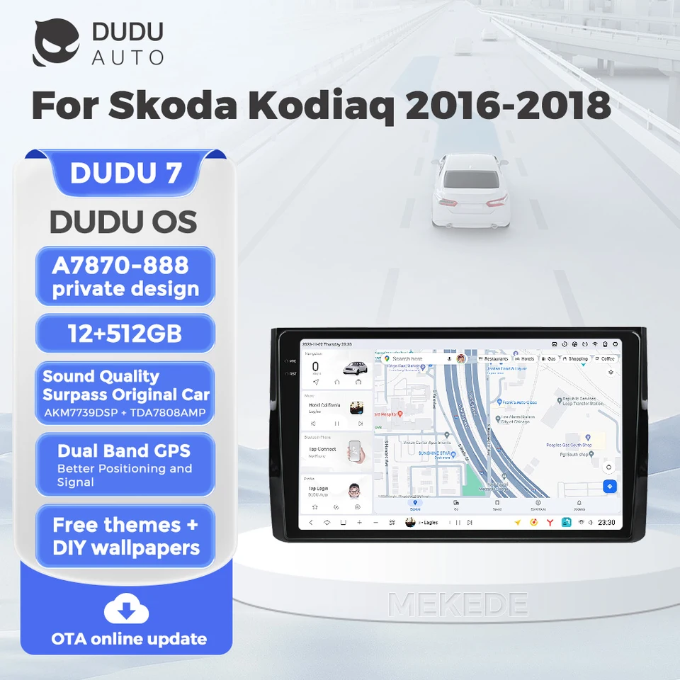 Duduauto YL888 7870 Android13 Car Radio Radio Multimedia Player Navigation GPS 8-Core pre SkoDa Kodiaq 2016-2018 12+512 GB CarPlay Auto